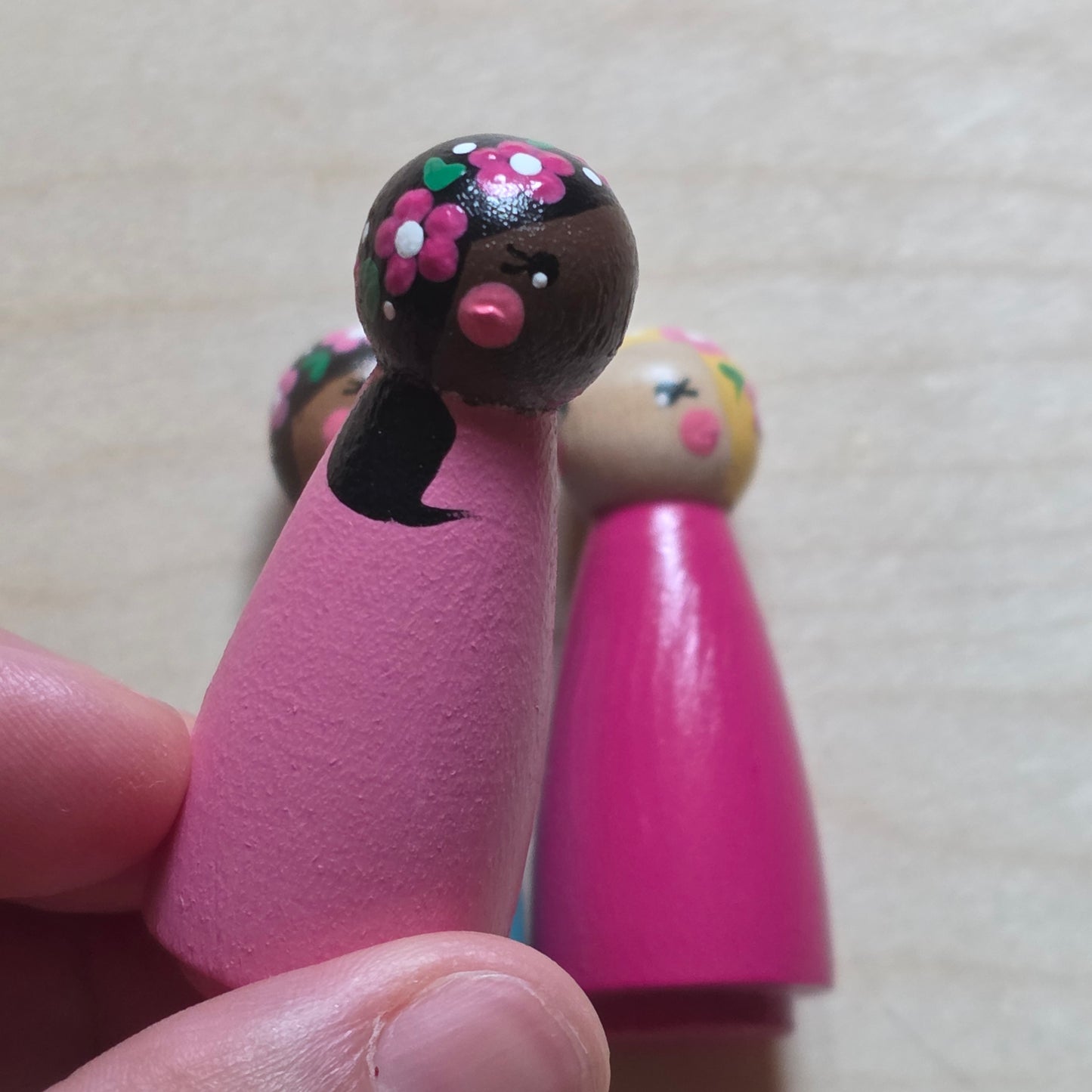 Flower girl peg dolls (3)