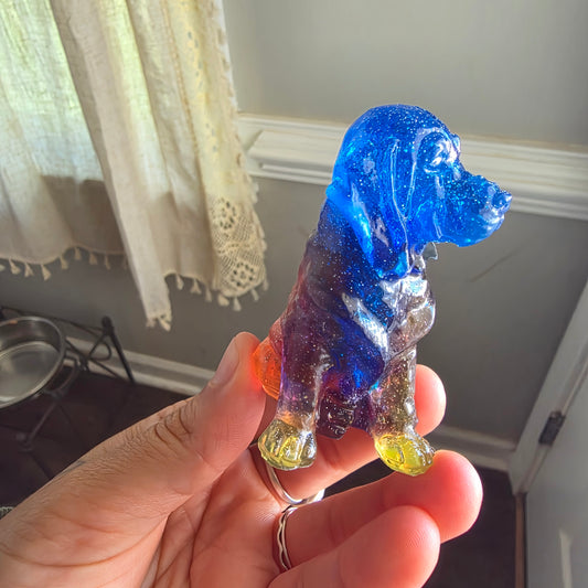 Overpour hound dog figurine