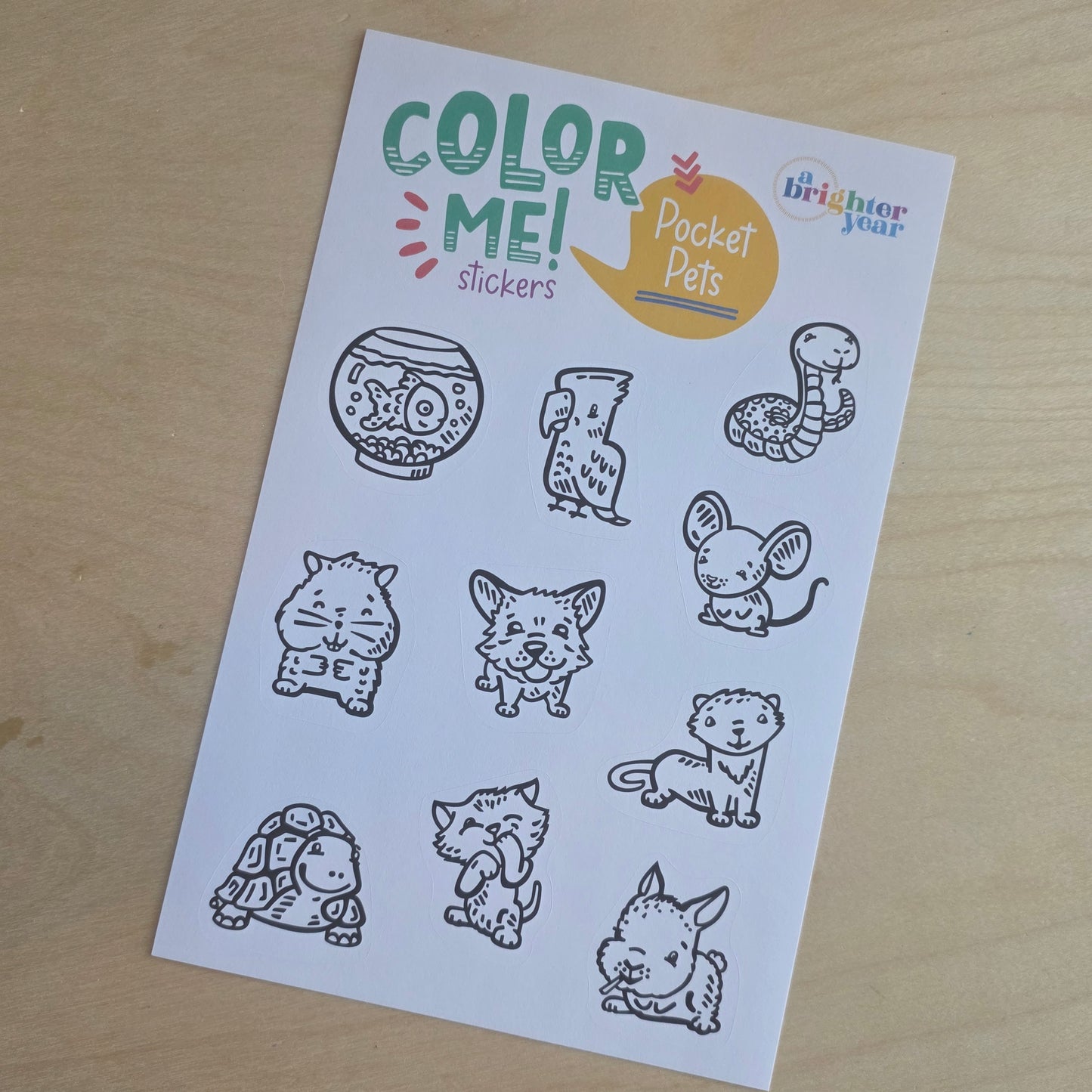 Pocket pets coloring sticker sheet